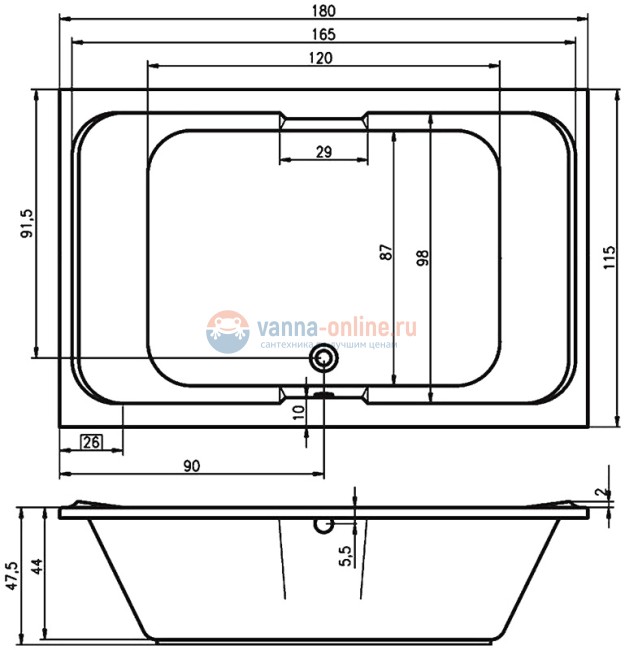 Ванна акриловая Riho Sobek 180x115 см
