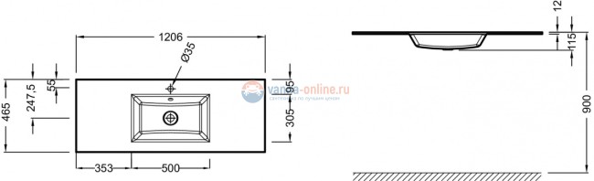 Раковина-столешница стеклянная Jacob Delafon VOX EB2101-DD1, 120 х 46 см, белая, глянцевая