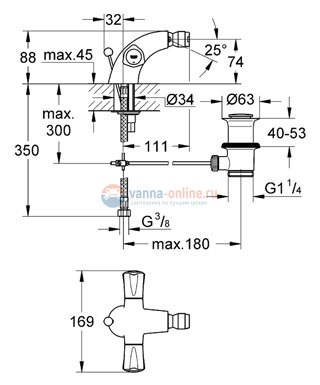 Смеситель Grohe Avina 24032 000 для биде Смеситель Grohe Avina 24032 000 для биде