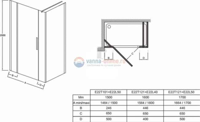 Душевой уголок Jacob Delafon Contra 160 x 100 см XXL с распашной дверью Душевой уголок Jacob Delafon Contra 160 x 100 см XXL с распашной дверью