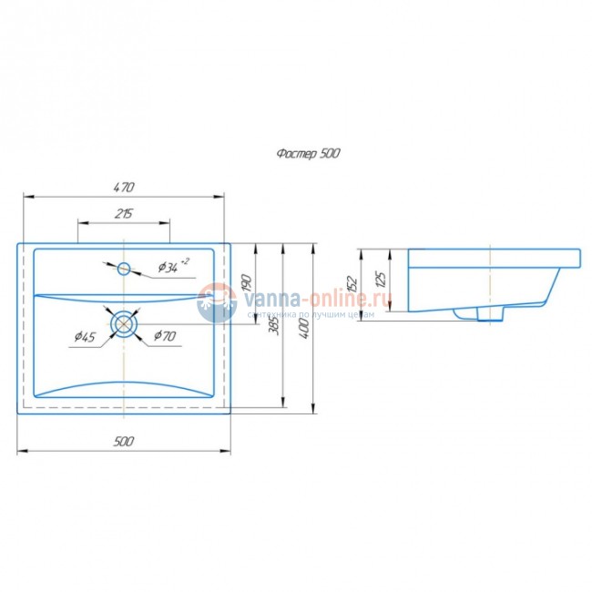 Раковина Kirovit Фостер 50