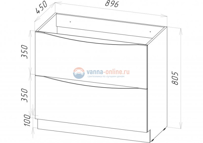 Тумба под раковину BelBagno Marino MARINO-900-2C-PIA-BL-P, 90 х 45 х 80 см, Bianco Lucido - белый глянец