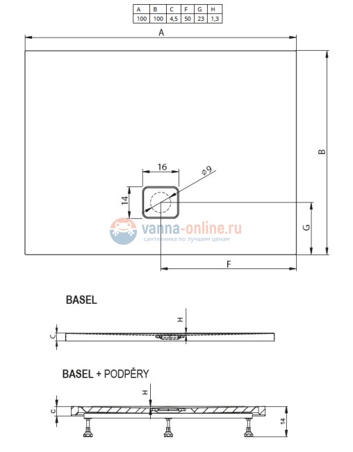 Душевой поддон Riho Basel 430 100 x 100 см DC340050000000S акриловый, квадратный, цвет белый