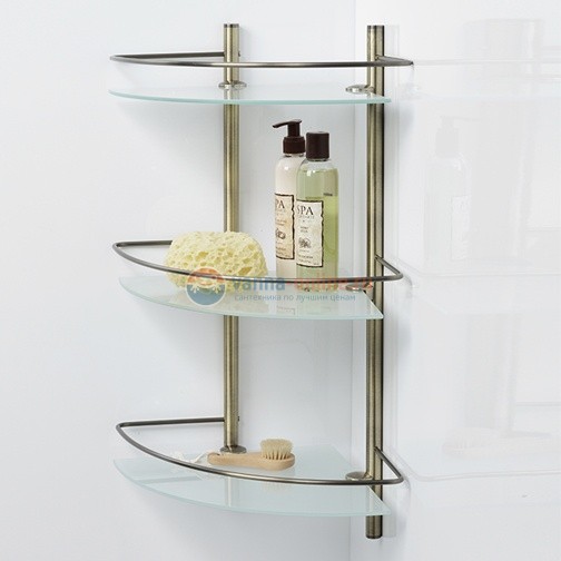 Полка стеклянная WasserKRAFT Exter К-3533 тройная угловая Полка стеклянная WasserKRAFT Exter К-3533 тройная угловая