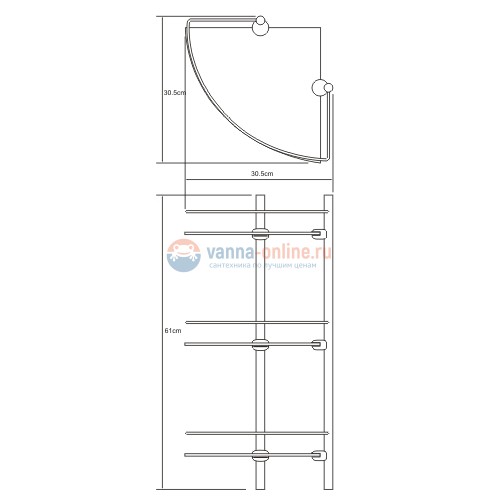 Полка стеклянная WasserKRAFT Exter К-3533 тройная угловая Полка стеклянная WasserKRAFT Exter К-3533 тройная угловая