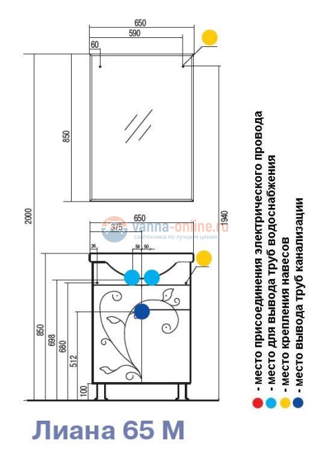Тумба под раковину Акватон Лиана 65 М, 1A165801LL010 Тумба под раковину Акватон Лиана 65 М, 1A165801LL010