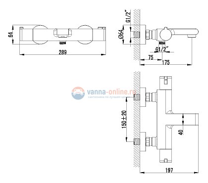 Смеситель Lemark Yeti LM7832C для ванны и душа термостатический Смеситель Lemark Yeti LM7832C для ванны и душа термостатический
