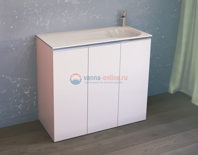 Тумба под раковину Raval Great Gre.01.100/N/W/Pr, к стиральной машине, правосторонняя, белая