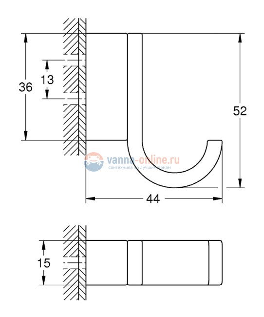 Крючок одинарный Grohe Selection 41039GL0, золото глянец