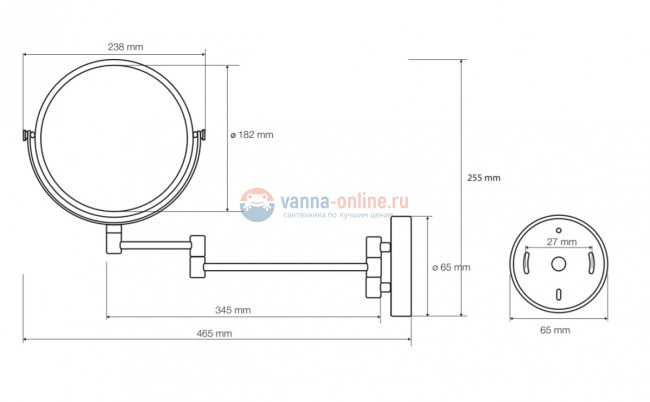 Косметическое зеркало Bemeta 112201518 23.8 x 46.5 x 25.5 см, без подсветки, хром