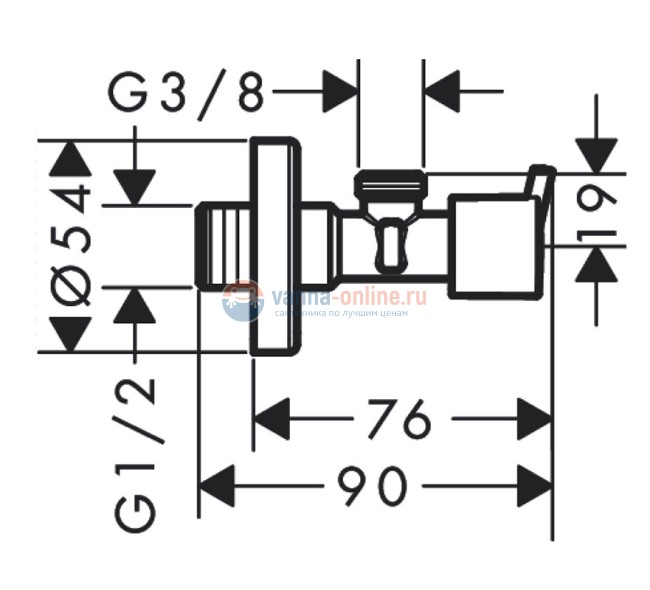 Угловой вентиль Hansgrohe 13901000