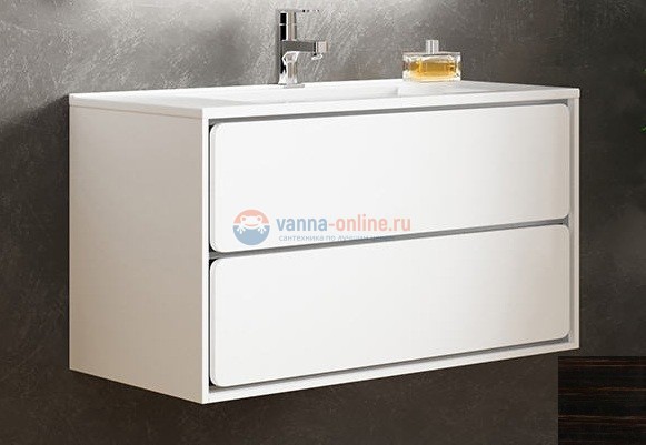 Тумба с раковиной Sanvit Бруно 2, 90 х 50 см, чаша раковины по центру, цвет - черное дерево