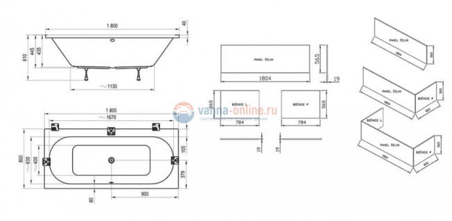 Акриловая ванна Ravak City Slim, 180 х 80 см, белая, C921300000