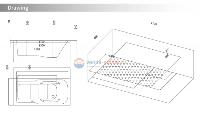 Ванна гидромассажная SSWW A1905 CGSP, 180 x 120 см