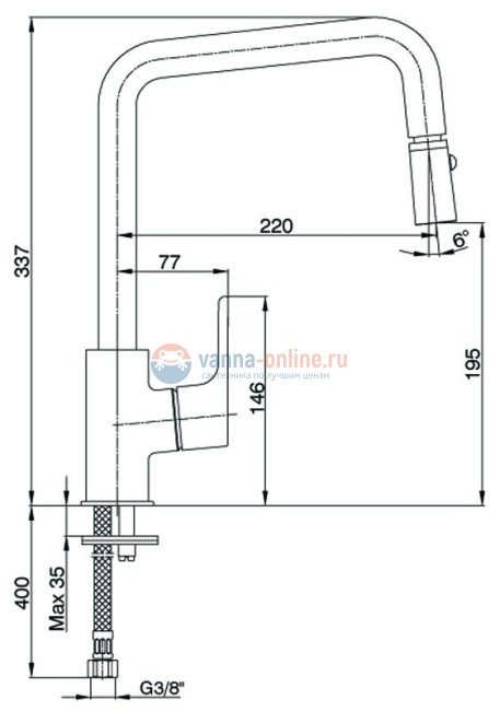Смеситель E.C.A Luna 102118049EX для кухни