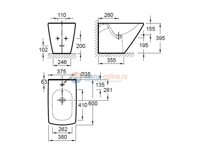 Биде Jacob Delafon Escale E1293-00 напольное Биде Jacob Delafon Escale E1293-00 напольное