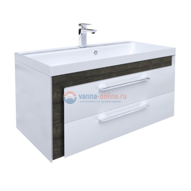 Тумба с раковиной Iddis Color Plus COL90W0i95K 90 см подвесная, белая/дерево