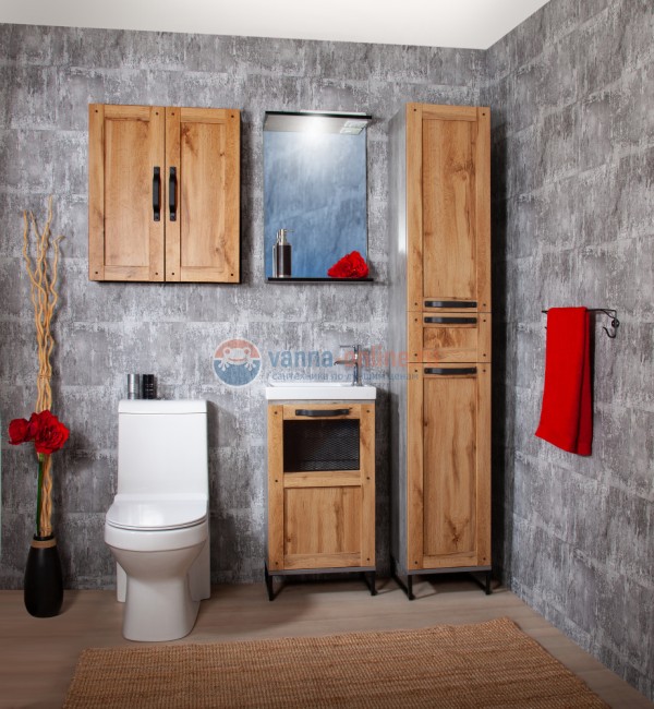 Тумба под раковину Бриклаер Лофт 45 см напольная, цвет метрополитен грей