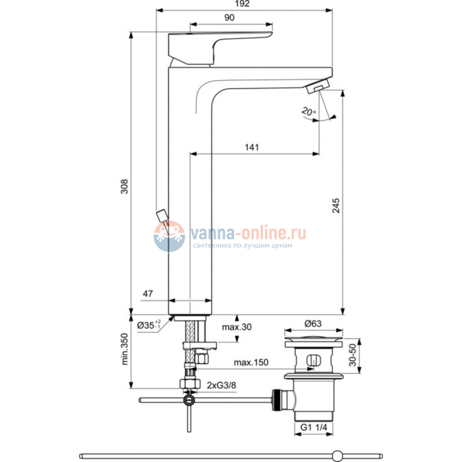 Смеситель для раковины Ideal Standard CERAPLAN III SLIM BC561AA