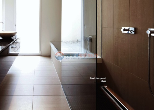 Душевой лоток Pestan Confluo Premium With Black Glass Line 850, решетка черное закаленное стекло-сталь 13000295