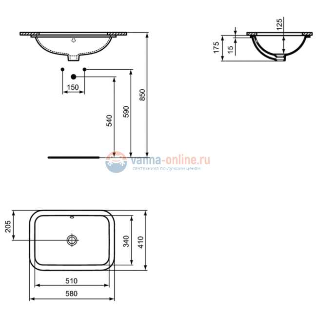 Раковина 58 см Ideal Standard CONNECT E506101