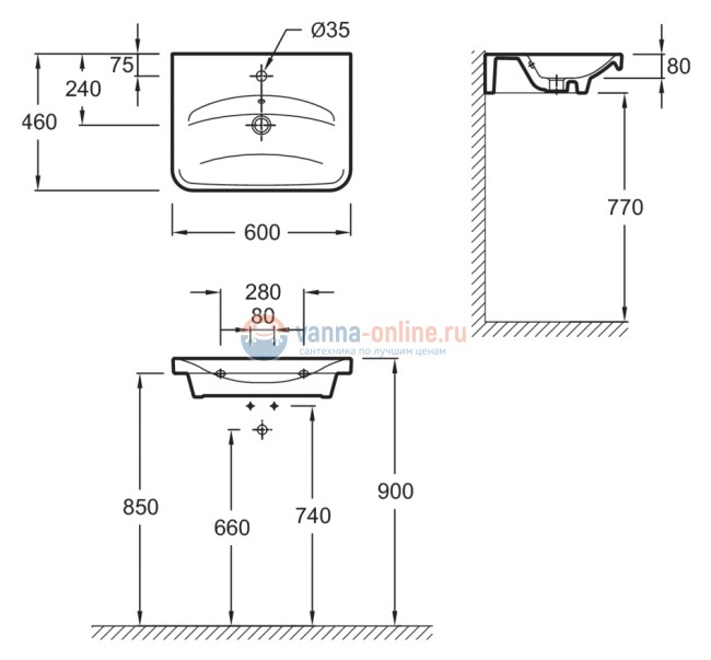 Раковина Jacob Delafon Replay E4485-00, 60 х 46 см