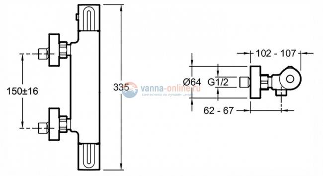 Смеситель Jacob Delafon Metro E24394-CP для душа, термостатический, хром