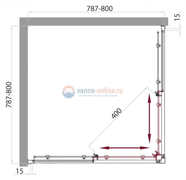 Душевой уголок BelBagno Uno UNO-A-2-80-Cr, 80 х 80 см, стекло прозрачное/матовое
