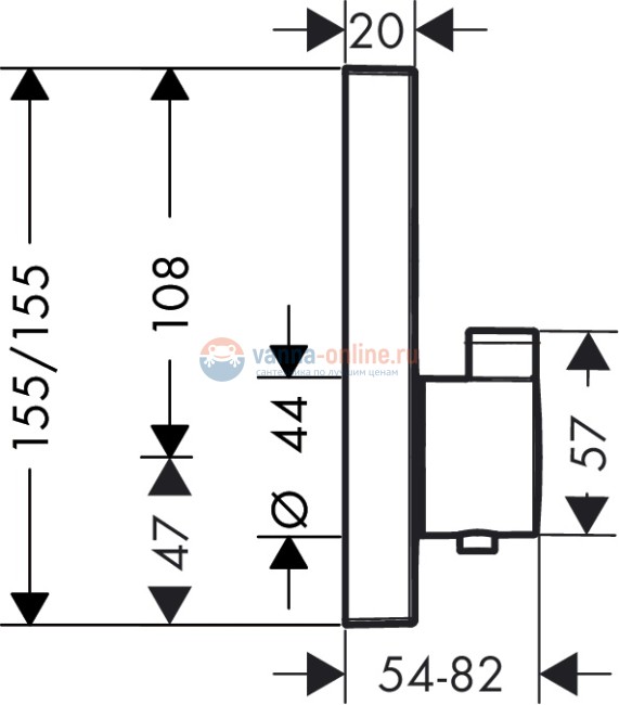 Термостат Hansgrohe 15763000 Ecostat Select с двумя запорными вентилями
