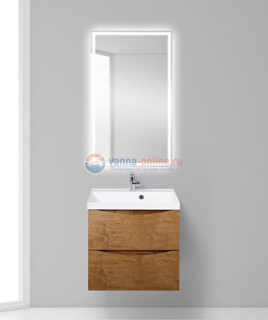 Тумба с раковиной BelBagno Marino MARINO-600-2C-SO-RN-P, 60 х 45 х 55 см, Rovere Nature - светло-коричневый