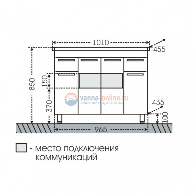 Тумба под раковину СаНта Родос 100 206016 напольная, цвет белый