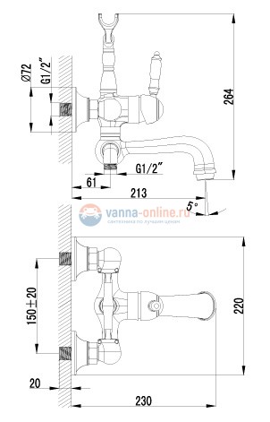 Смеситель Lemark Villa LM4812B для ванны
