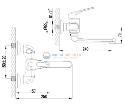 Смеситель Lemark Luna LM4114C для ванны
