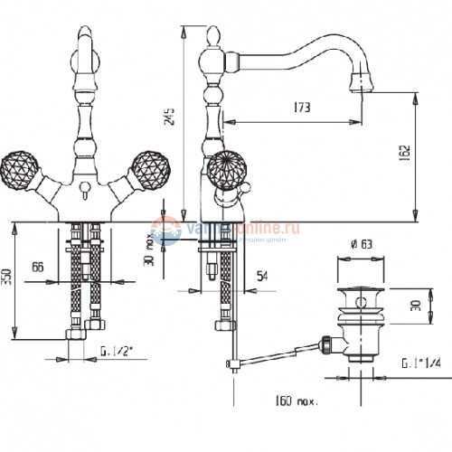 Смеситель Cezares Atlantis ATLANTIS-LS2-A-01-Sw для раковины, хром