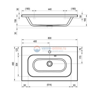 Раковина Ravak Chrome 80 х 49 см