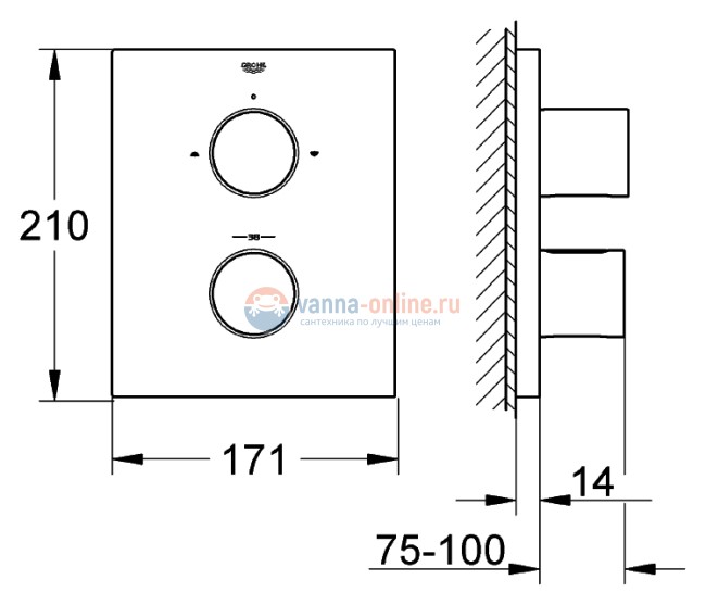 Смеситель Grohe Grohtherm F 27619000 для душа