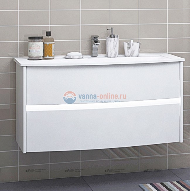 Тумба под раковину Акватон Астера 95, с LED-подсветкой, белая