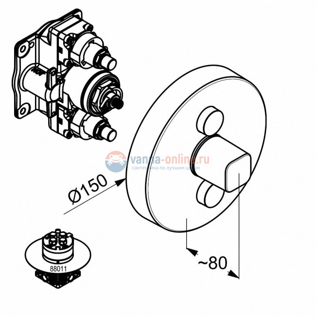 Смеситель Kludi Push 386120538 для душа, внешняя часть, круглый, для 2-х источников