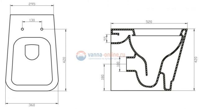 Унитаз приставной BelBagno Romina BB121CB