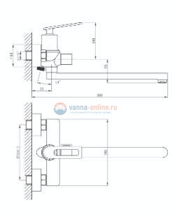 Смеситель для ванны Rush Palm PL2530-51 для ванны и душа, хром Смеситель для ванны Rush Palm PL2530-51 для ванны и душа, хром