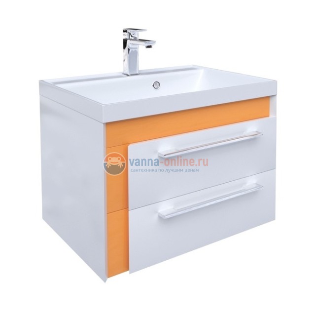 Тумба с раковиной Iddis Color Plus COL60Y0i95K 60 см подвесная, белая/горчичная