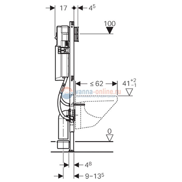 Инсталляция Geberit Duofix 111.361.00.5 UP320 для унитаза, узкая