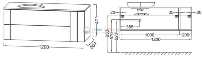 Тумба под раковину Jacob Delafon Nouvelle Vague 120 EB3042-S50, аквамарин сатин