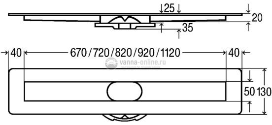 Дренажный канал VIEGA Advantix Basic 753207, 13х75х3,5 под плитку