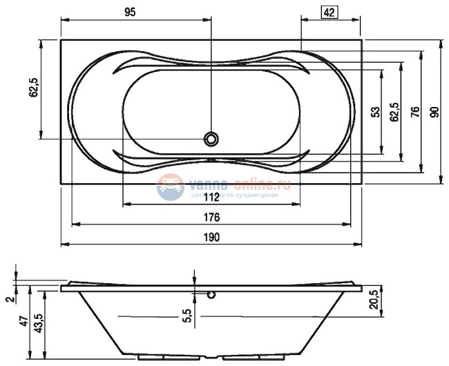 Ванна акриловая Riho Supreme 190x90 см