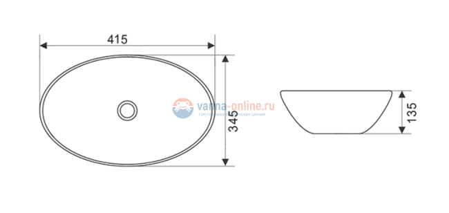 Раковина CeramaLux Серия NC 7138 BW накладная, белый Раковина CeramaLux Серия NC 7138 BW накладная, белый