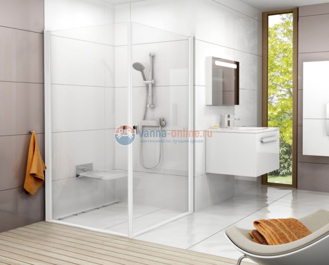 Душевой уголок Ravak Chrome CRV1+CRV1 100 x 100 см профиль белый, стекло Транспарент