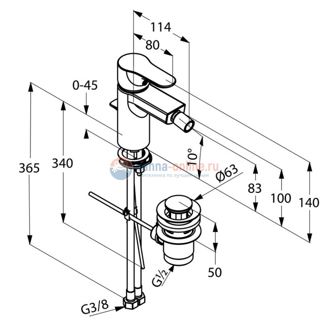 Смеситель Kludi Objekta 324160575 для биде Смеситель Kludi Objekta 324160575 для биде