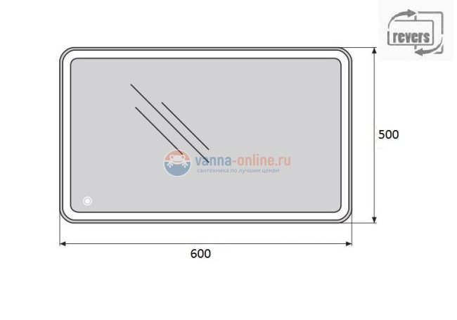Зеркало BelBagno SPC-MAR-500-600-LED-TCH 50 x 60 см со встроенным светильником и сенсорным выключателем