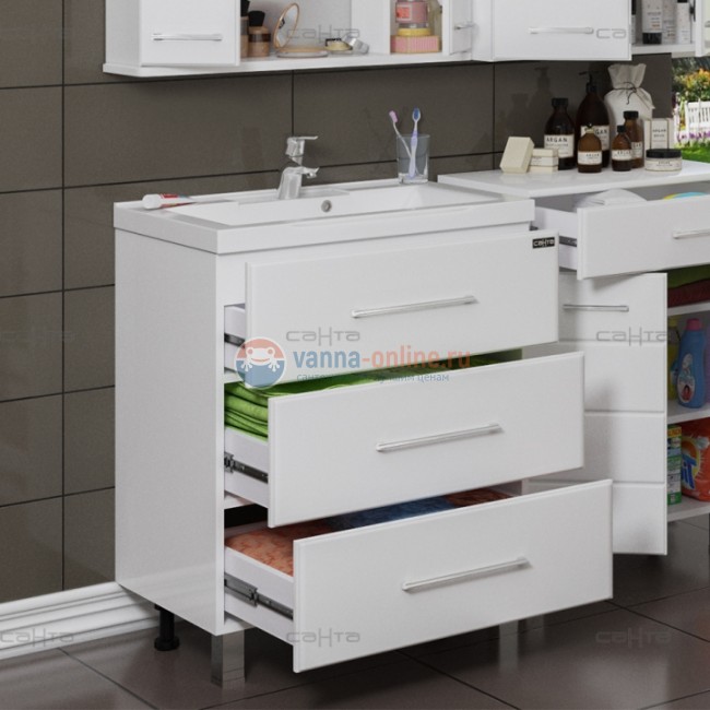 Тумба под раковину СаНта Омега 70 207039, напольная, цвет белый